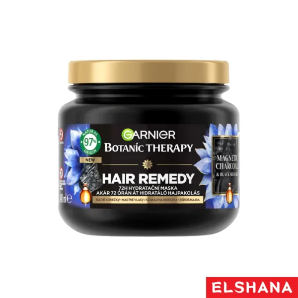 ماسک موی آبرسان 72ساعته گارنیر GARNIER بوتانیک حاوی روغن سیاه دانه و زغال فعال حجم 340 میل