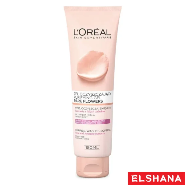ژل پاک کننده صورت لورال LOREAL حاوی عصاره گل یاس و رز مناسب پوست حساس و خشک حجم 150 میل